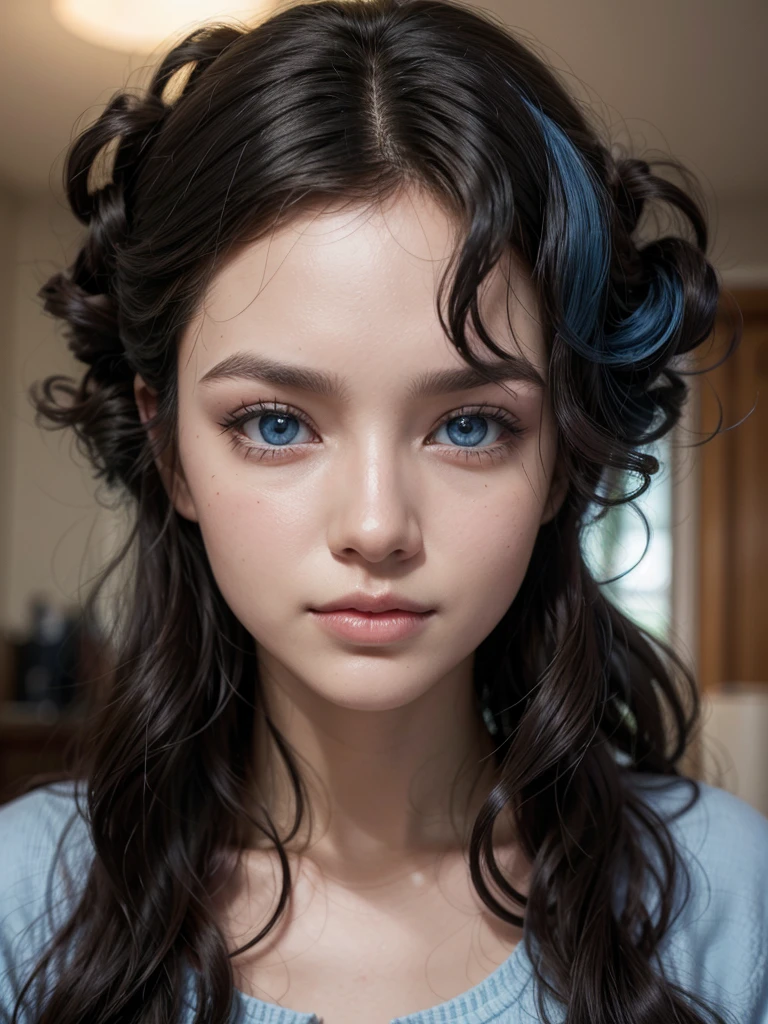 Create a tall black model with blue eyes and curly hair using Nivea cream in a blue tin