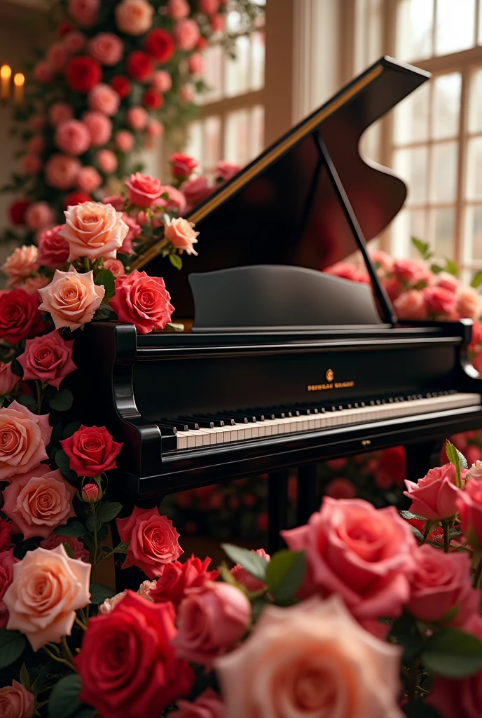 Piano with roses
