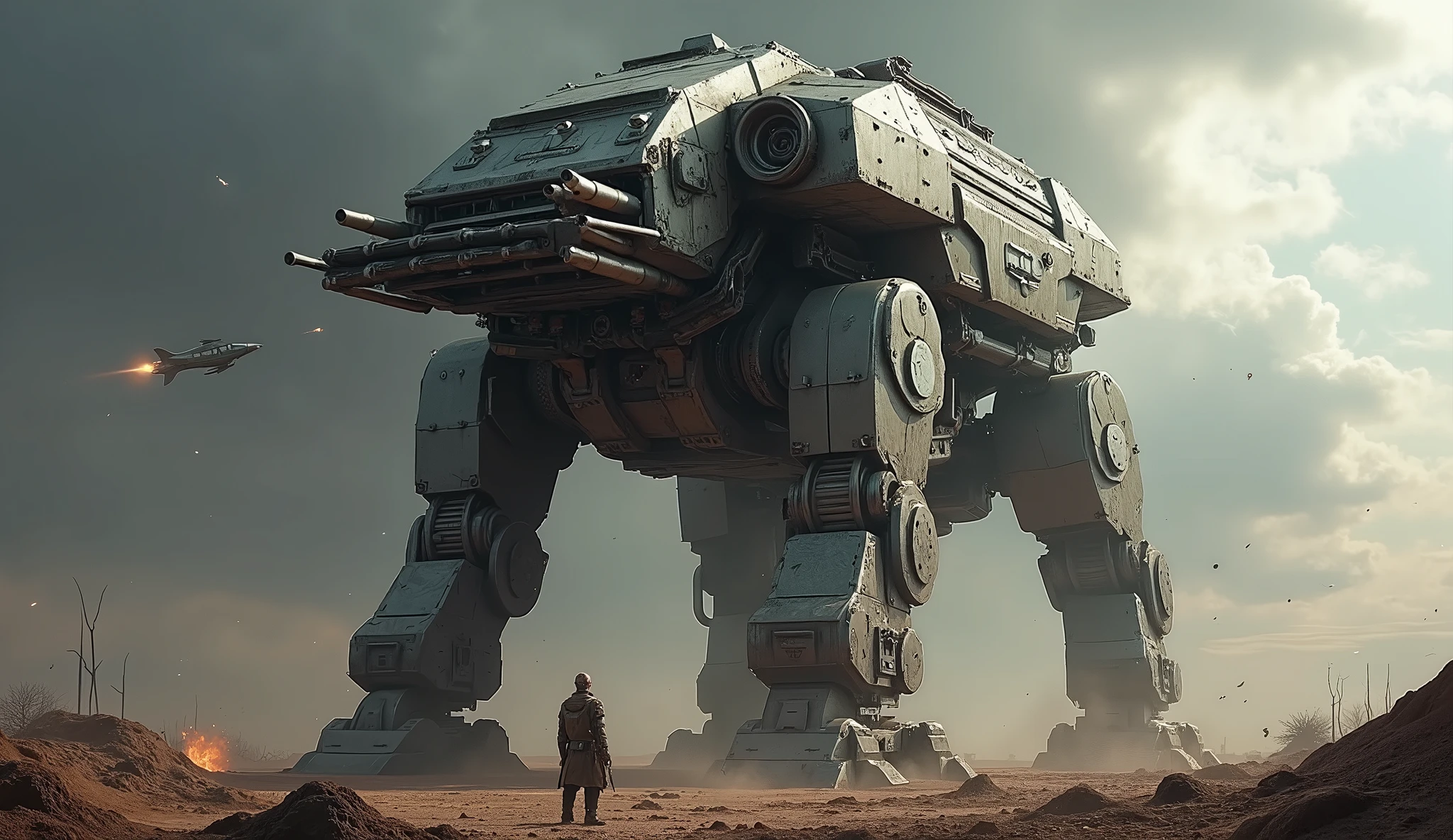 Giant quadrupedal walking mechanical weapon
