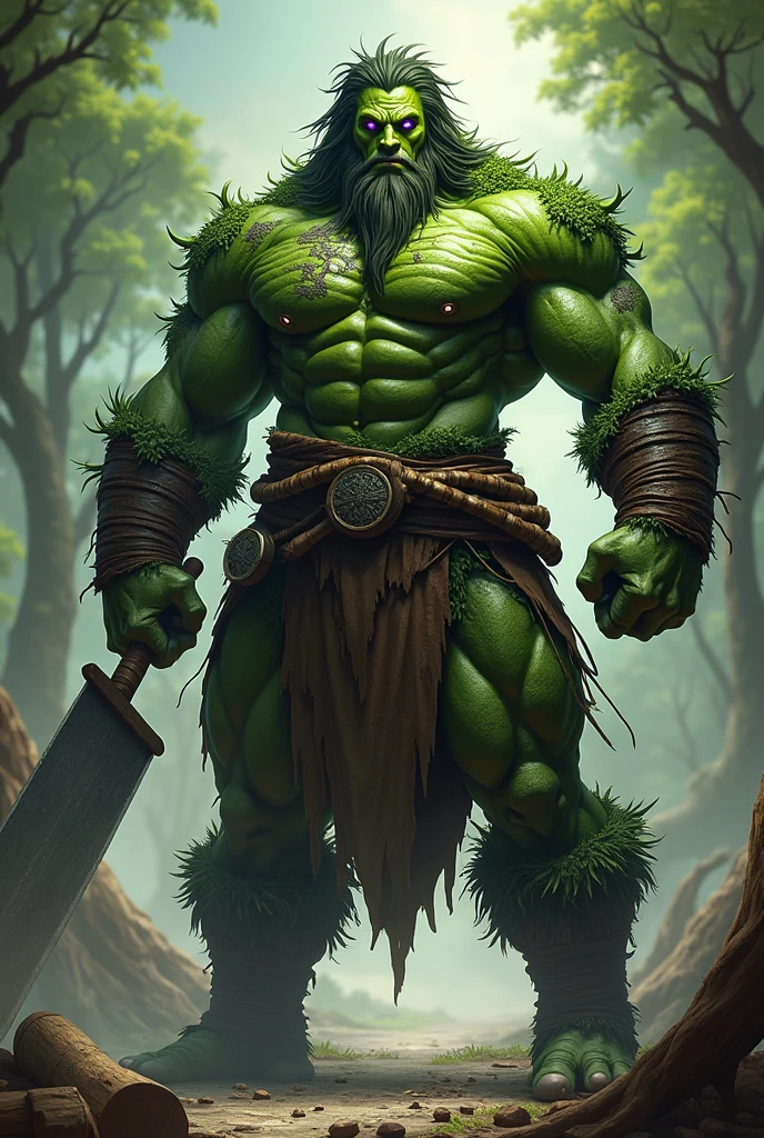 Oak、Green skin、male、male、muscle、Strong、three views、Warrior、carpenter、Strong arm、Strong runner、Purple Eyes、Controlled、Hypnosis、brainwashing。