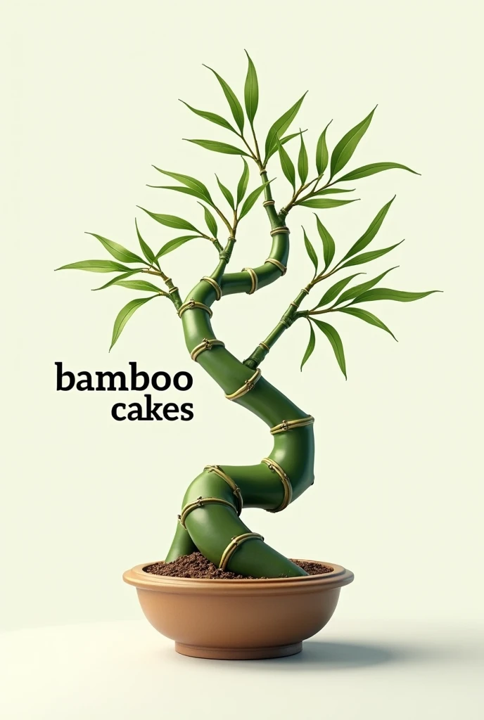 Realistic logo with the image of a bamboo bonsai with the name bamboo cakes