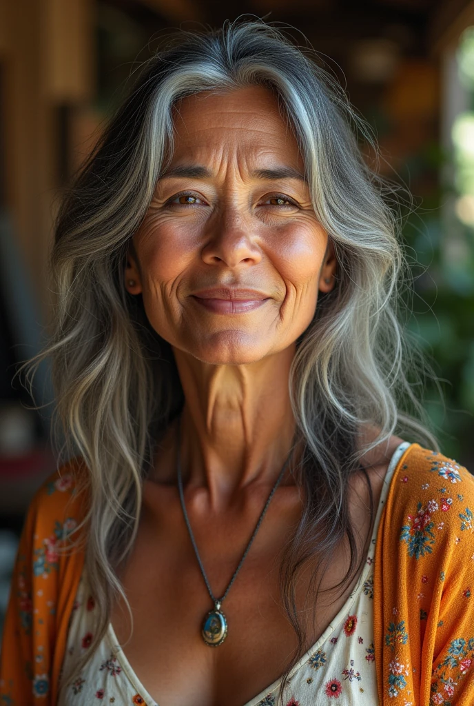 67 year old Mexican lady, hippie/ bohemian and fit.  sleep