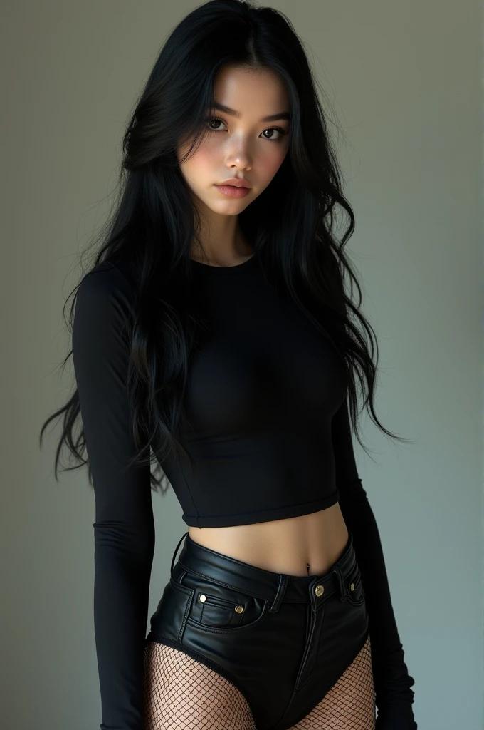 arafed woman in a black and white top and black velvet pants, dressed anya taylor - joy, wearing a cute top, wearing a sexy cropped top, beautiful taissa farmiga, crop top, dressed in a top and shorts, gorgeous young model, sydney sweeney, a beautiful teen-aged girl, young and cute girl, looks a blend of grimes