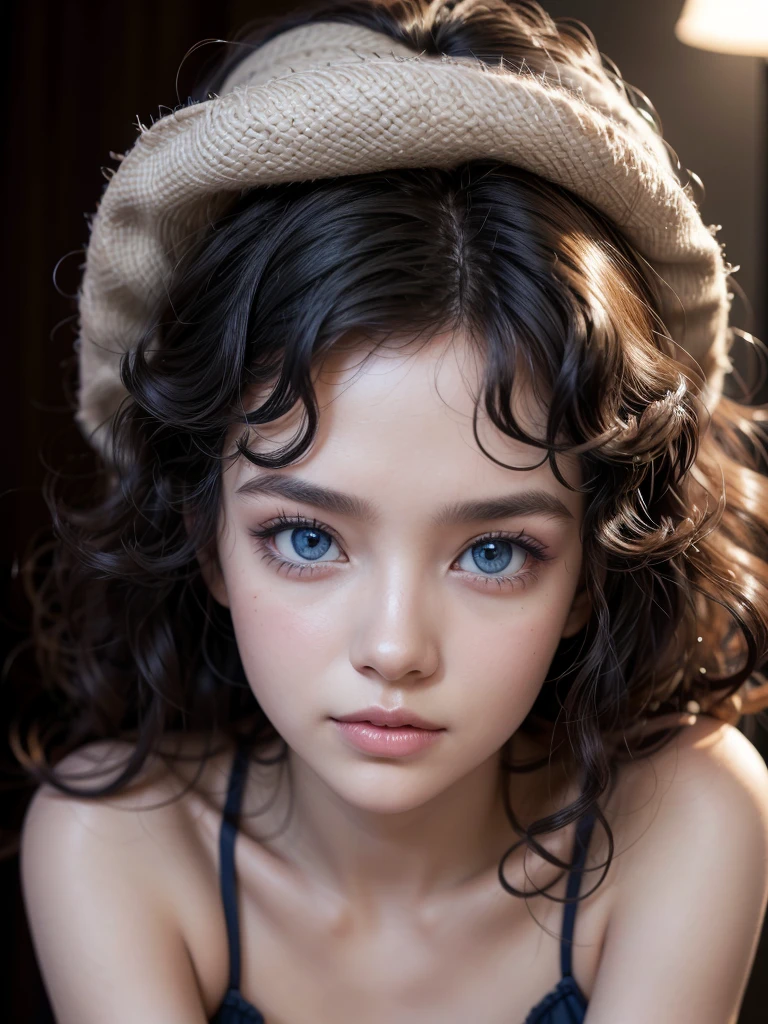 Create a tall black model with blue eyes and curly hair using Nivea cream