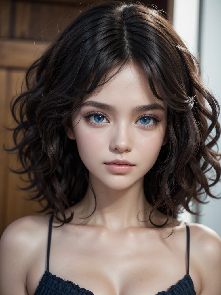 Create a tall black model with blue eyes and curly hair using Nivea cream