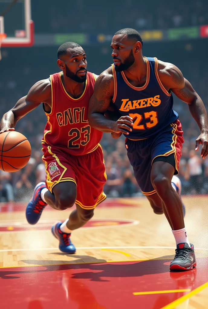 Basketball players crossover anker break with lebron jame