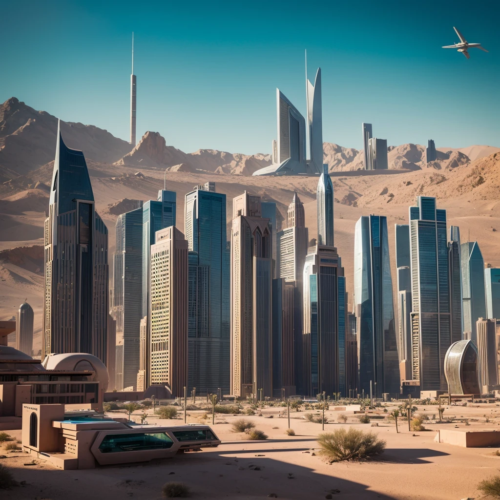 Sci Fi Modern City In the Desert, Futuristic City.