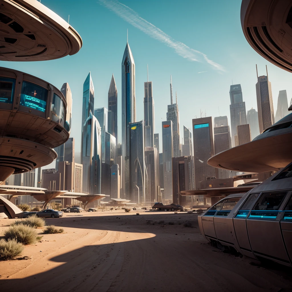 Sci Fi Modern City In the Desert, Futuristic City.