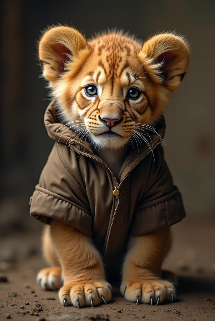 Lion cub in jacket