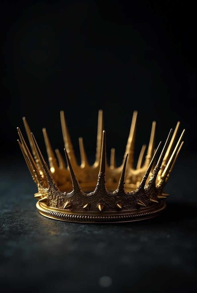 create a crown of small gold spikes on a dark background but emphasizing the crown
