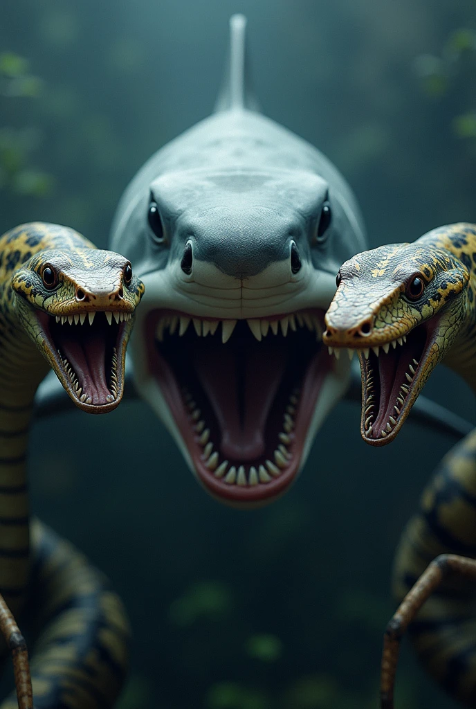 A white shark, a spider and a snake staring at me. And below written the phrase: Face your fears!