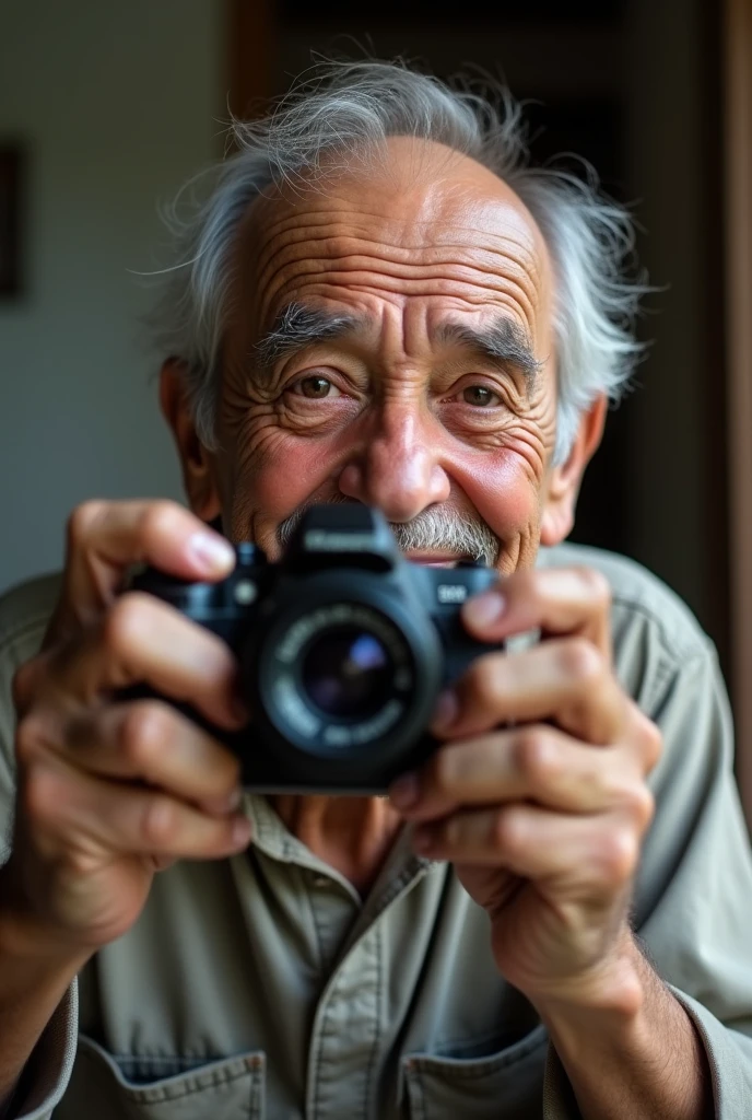 old man taking selfie
