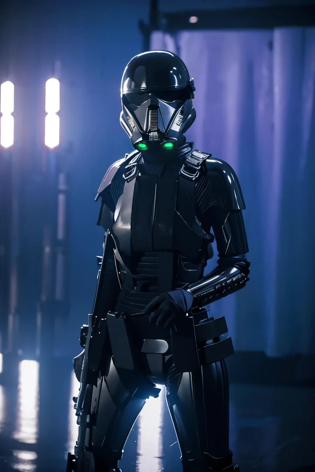 girl, star wars Deathtrooper, big thighs sexy teen, with helmet, doing sexy pose