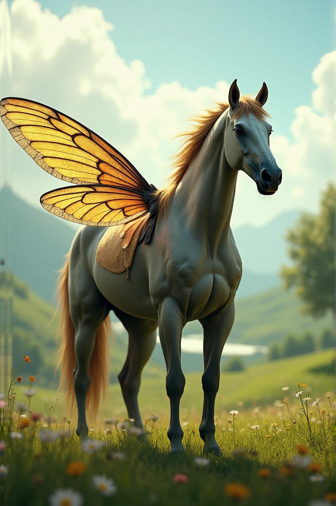 A horse with fly wing