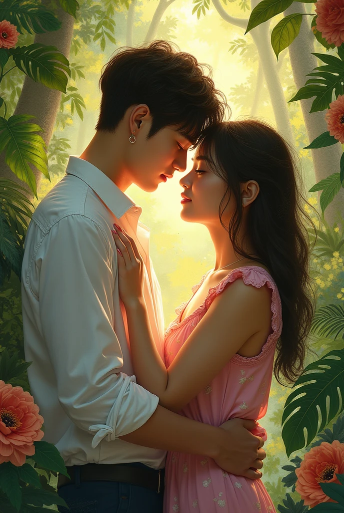 A jungkook de BTS con una chica en una pintura