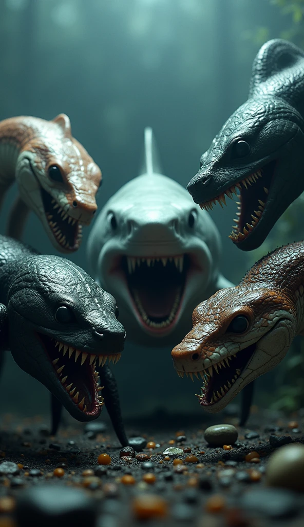 A white shark, a spider and a snake staring at me. And below written the phrase: Face your fears!