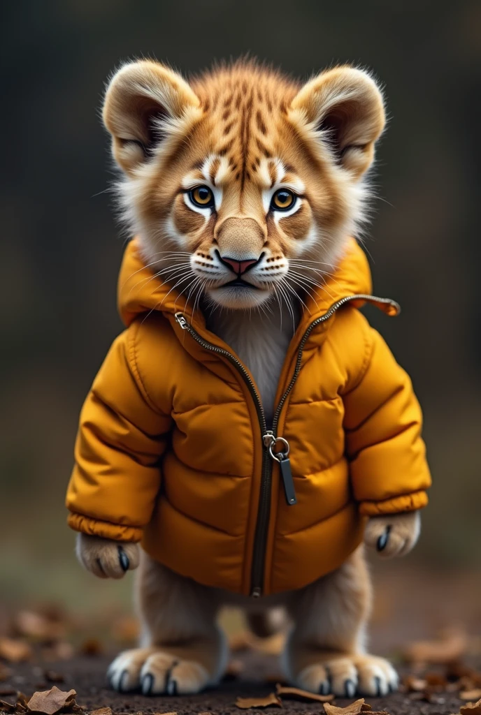 Lion cub in jacket