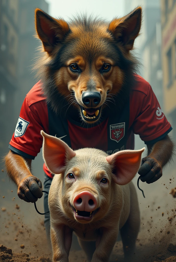 Angry Botafogo fan dog frying a dirty pig