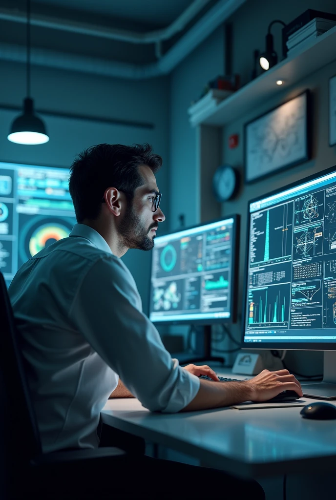 an engineer working with matrices and vectors on the computer