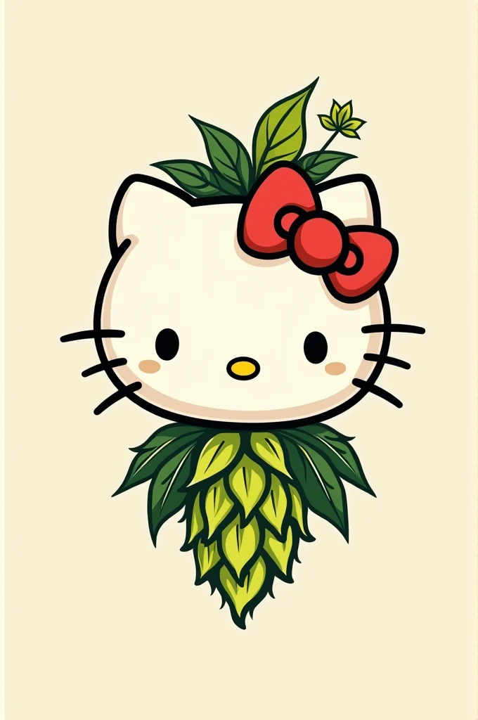 A logo for a beer bottle, containing a hello kitty hop