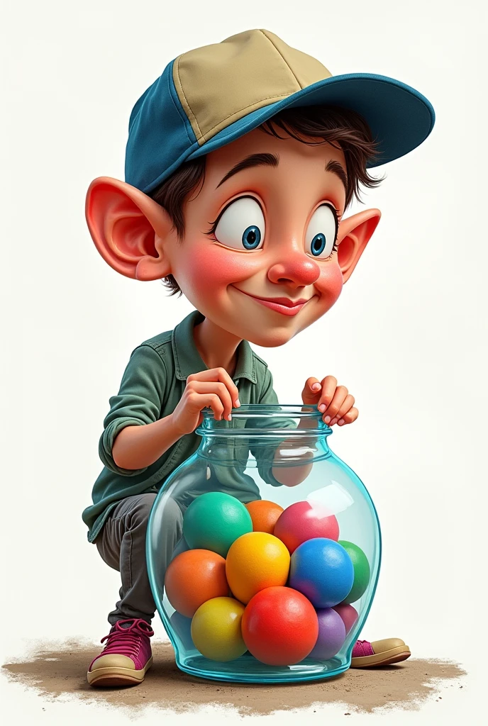 Organizing balls inside a jar, where the pot is life and the balls are human feelings, make caricature