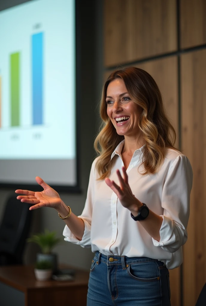 A woman explaining how to make money