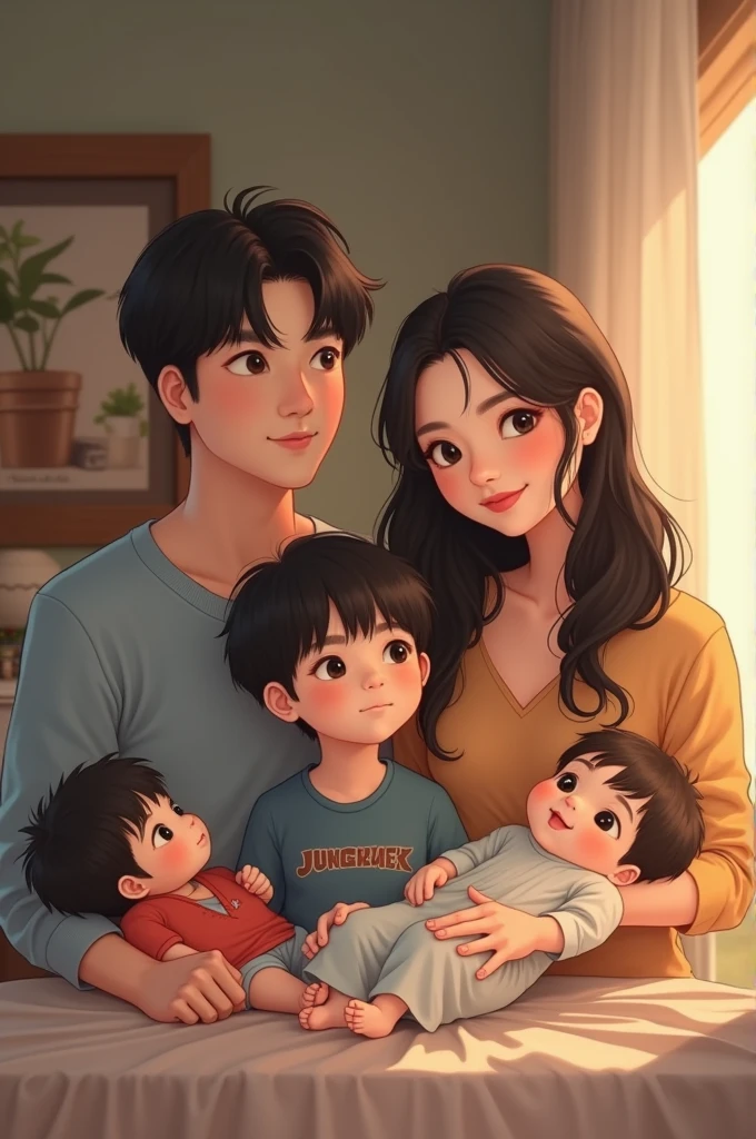BTS's Jungkook with a wife, a son and a younger daughter