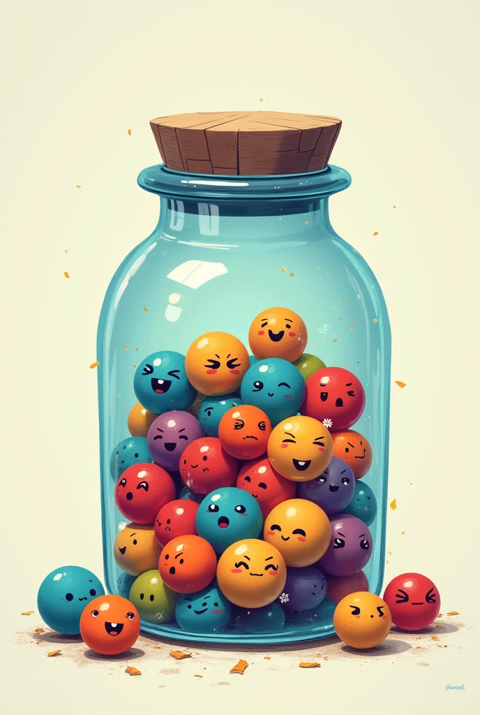 Organizing balls inside a jar, where the pot is life and the balls are human feelings, make fun