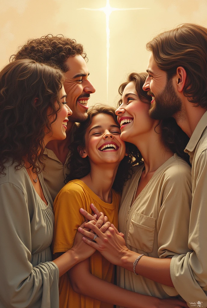 Drawing of people loving each other as Jesus Christ said