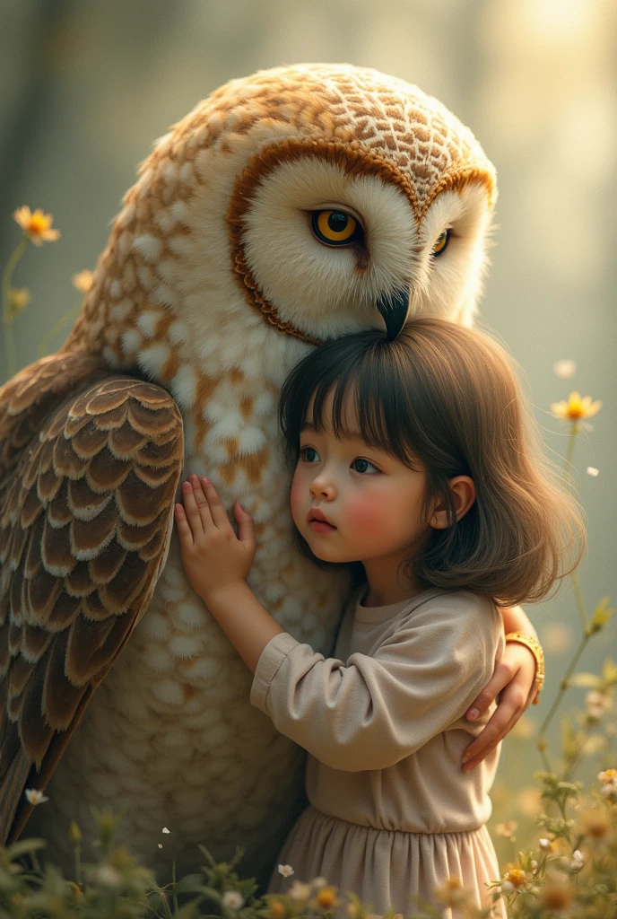 An owl with a girl, cheered up
