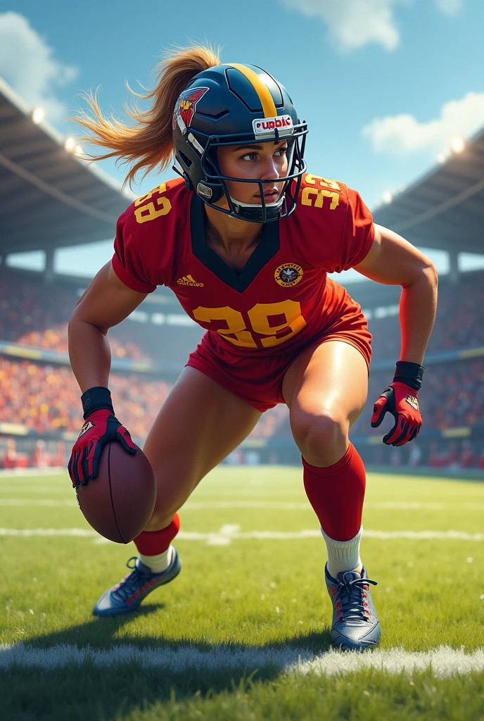 Woman playing American football