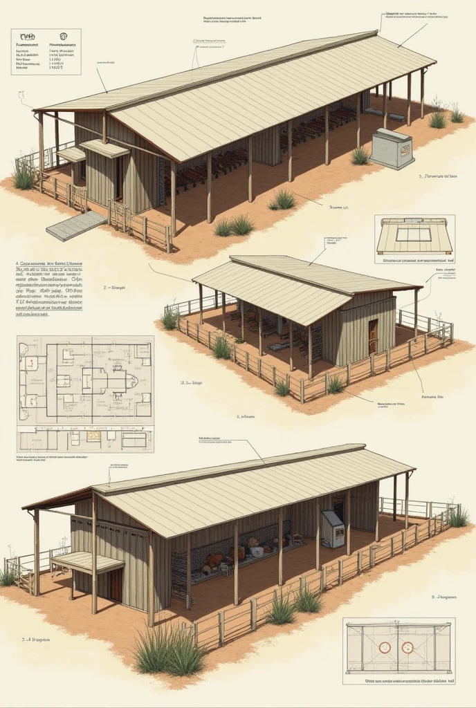 I want you to make me a scale design of a chicken shed with a capacity of 500 chickens. (laying hens ) Intensive breeding for a topography area of Our Lady of Peace, La Paz, Bolivia and analyzes everything that the chickens need, the type of roof, etc., depending on the place, makes images of it inside, outside and around