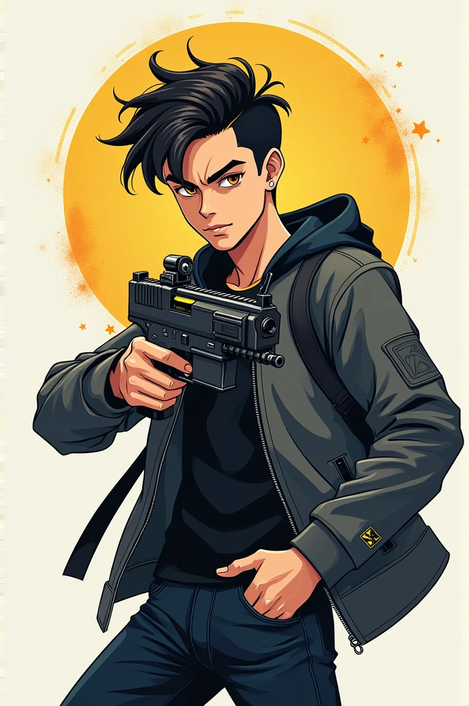 Style boy with weapon gun