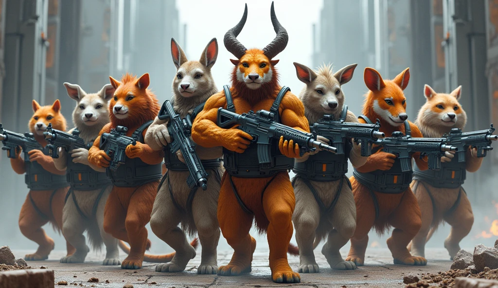 The twelve zodiac animals line up in a team,Listen to me,Each zodiac sign carries high-tech weapons,Ready to kill the Japanese。