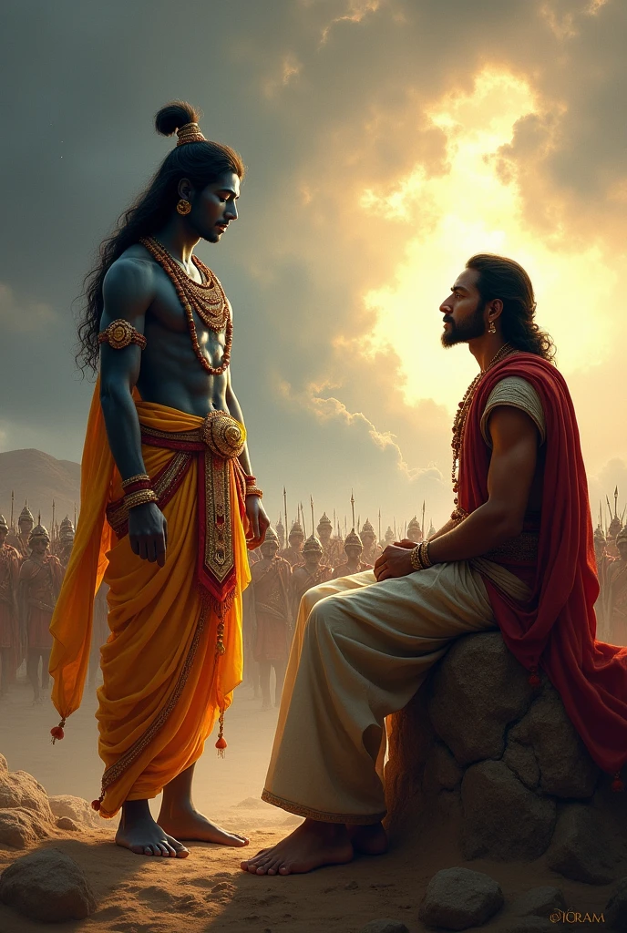 Shree krishna with teach arjun kurukshetra days