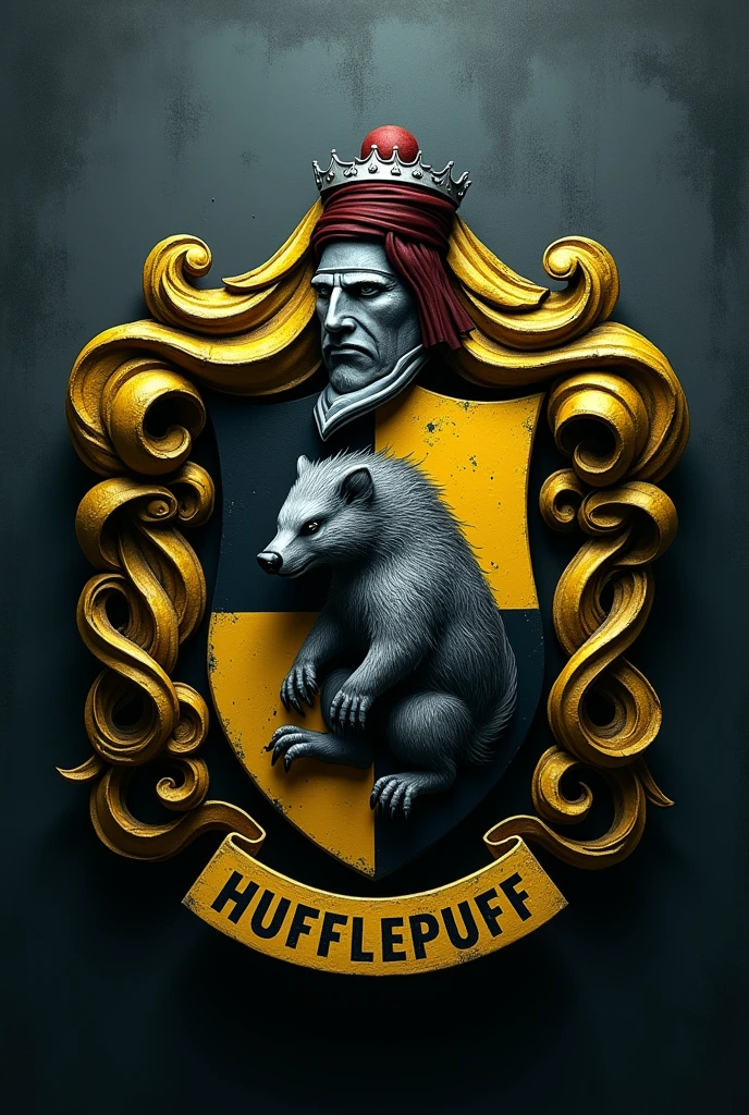 Hufflepuff crest dark realism style