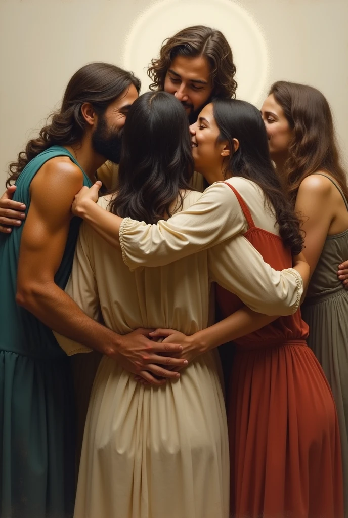 Drawing of people who don&#39;t know each other loving each other as the Lord Jesus Christ said