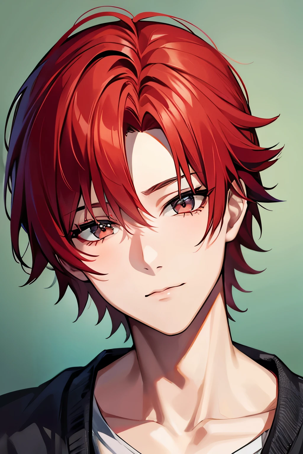 face of an anime, boy, 18 year old boy, Red hair