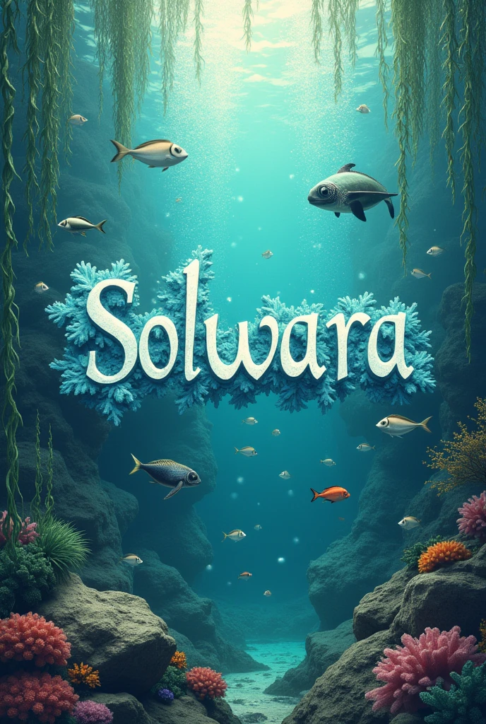 Solwara word with sea-related objects around it