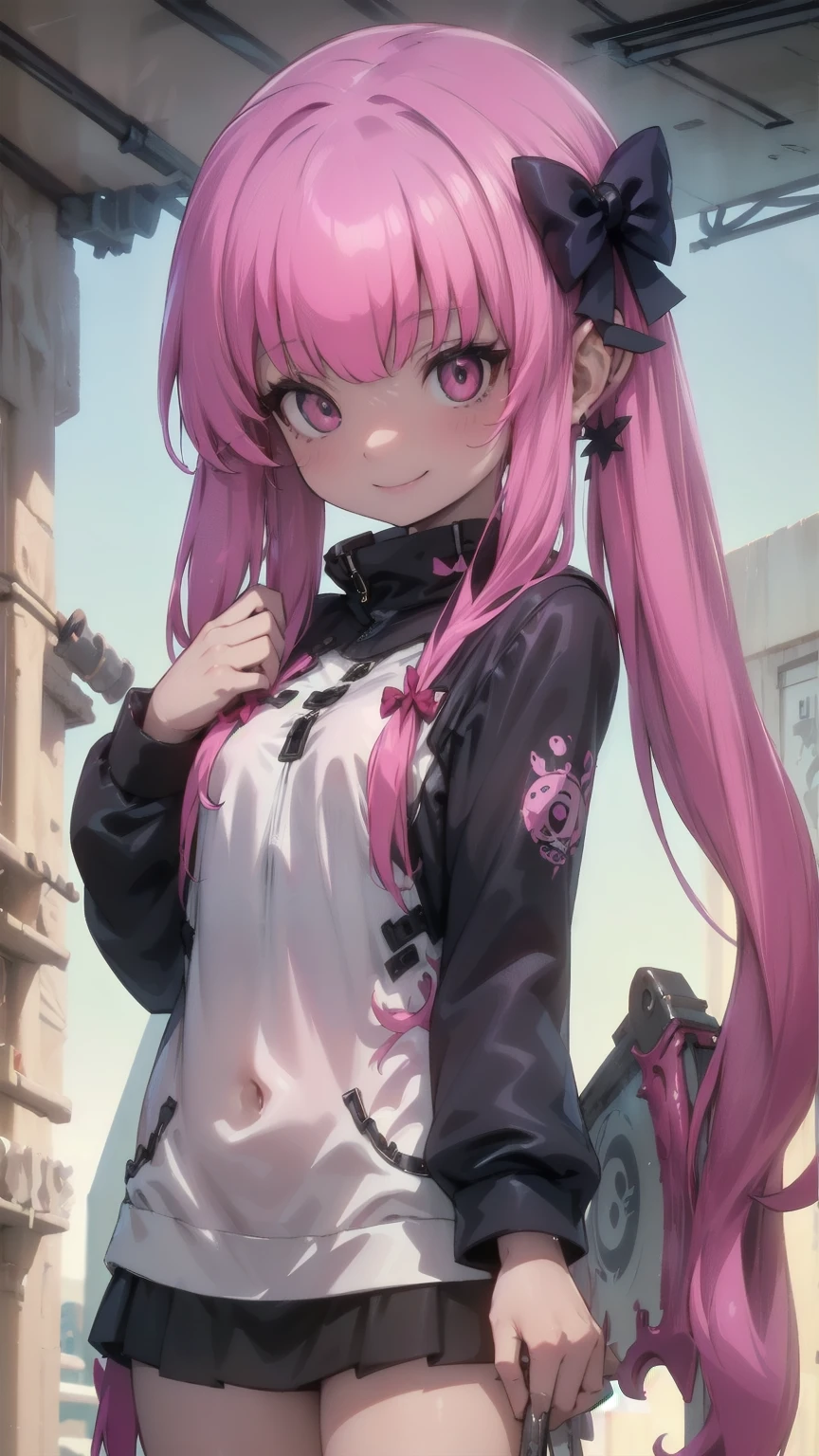 CG K Ultrarealistic ,((premium、8k、32K、masterpiece)), (superfine illustration)、(super high resolution), (((adult body))), (masterpiece, Best Quality:1.2),a beautiful cheerful girl, smiling, happy playful pose, anatomically correct ,Skin details processing....,The eyes are finely described....,delicate hair,Long red wavy hair:1.5,long light hair,She has a big bow on her head...,black sweater,white dots,Skirt,green,clean background
