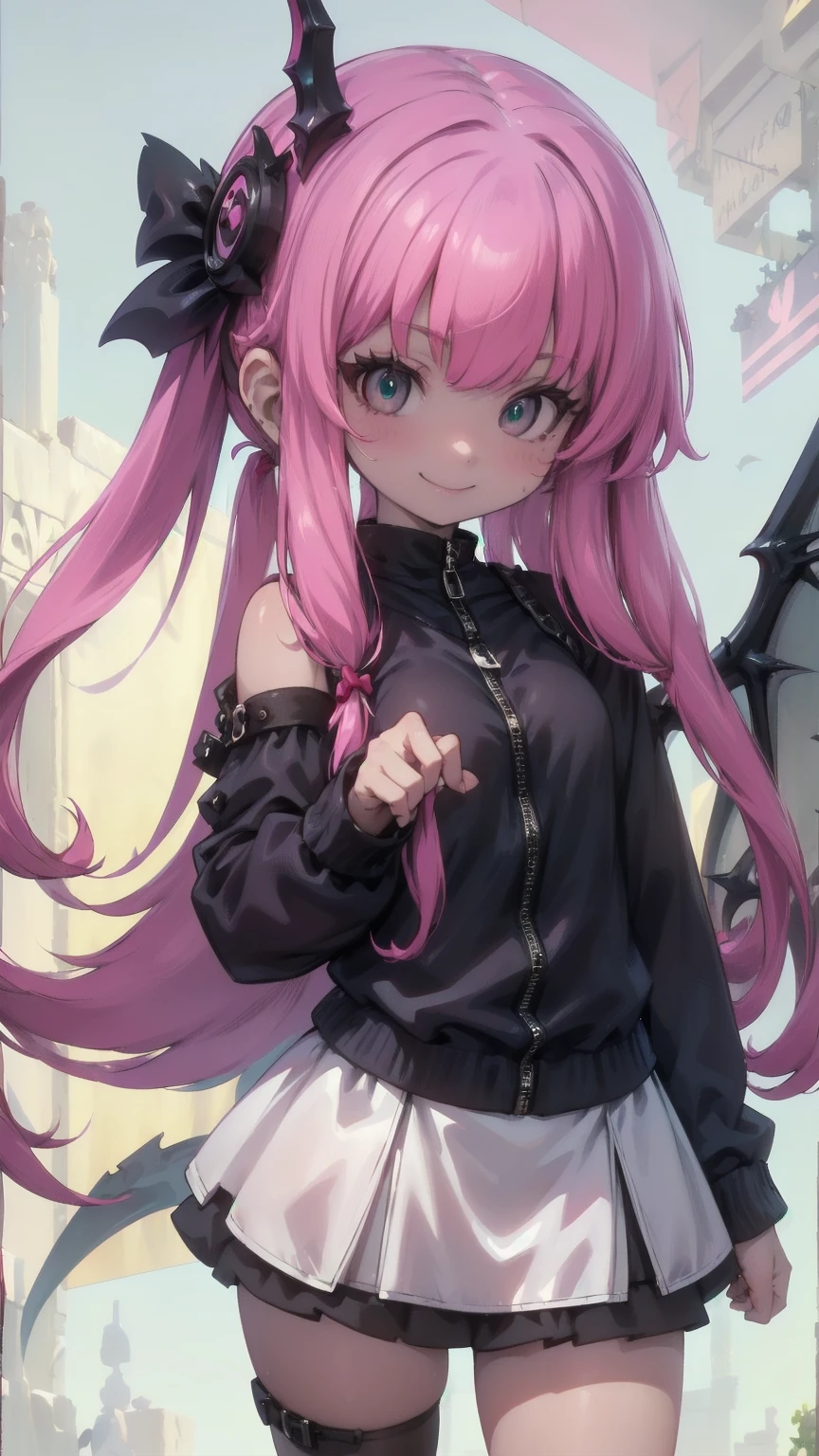 CG K Ultrarealistic ,((premium、8k、32K、masterpiece)), (superfine illustration)、(super high resolution), (((adult body))), (masterpiece, Best Quality:1.2),a beautiful cheerful girl, smiling, happy playful pose, anatomically correct ,Skin details processing....,The eyes are finely described....,delicate hair,Long red wavy hair:1.5,long light hair,She has a big bow on her head...,black sweater,white dots,Skirt,green,clean background