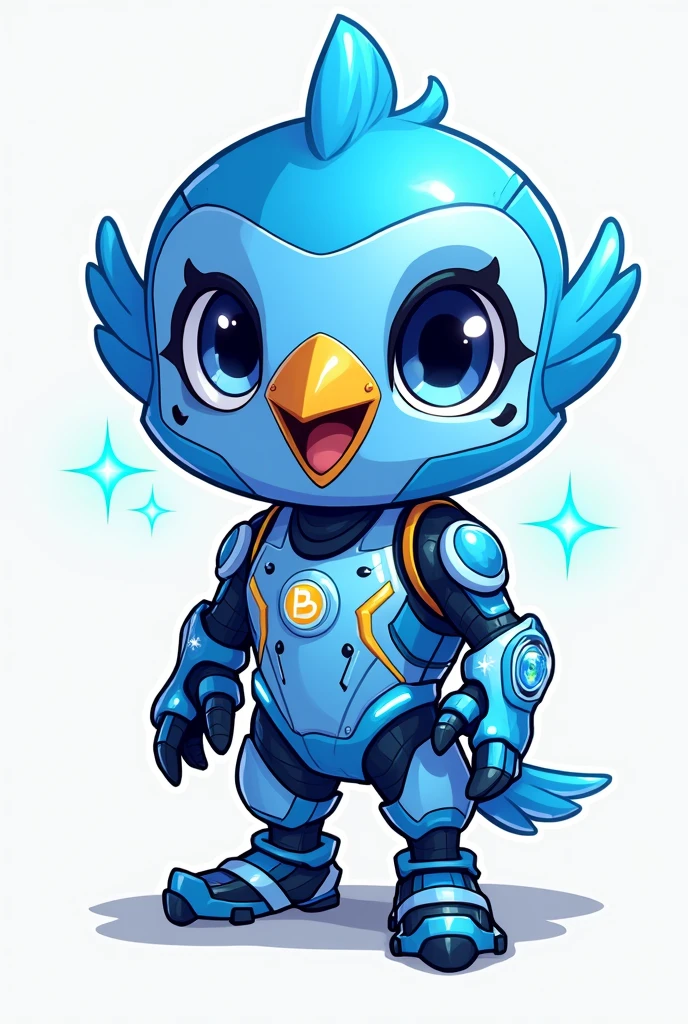 a cartoon character of a blue bird, app design, cyber suit, based on child's drawing, dd, transparent background, cryptocurrency, advanced digital chibi art, an eagle, plush mascot, sparky, humanoid form, artist interpretation, computer drawing, test screen, cryptopunk, toddler, the argo, adorable design, without background, cardboard cutout, locklegion