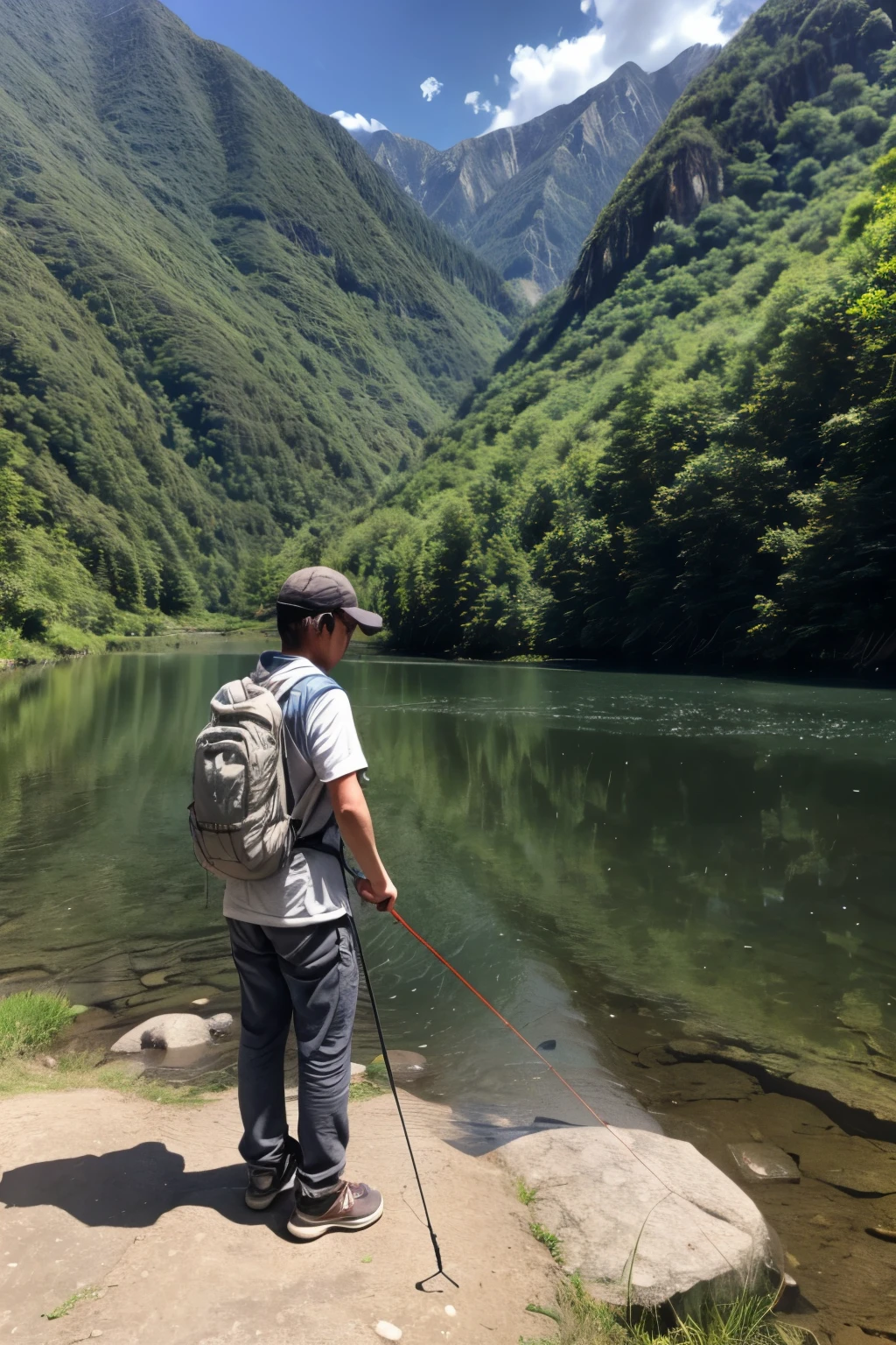 Beautiful Valley、Angler、I hold the rod, drop the line, and wait patiently.、