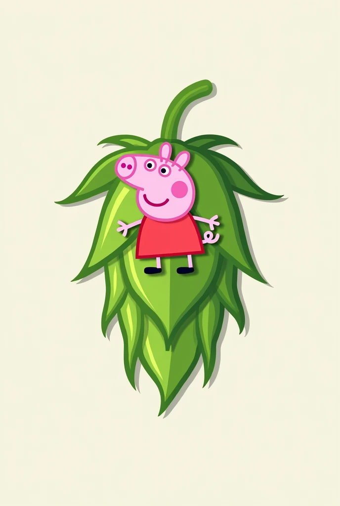 A logo for an ipa beer bottle, containing a hop and a picture of Peppa Pig
