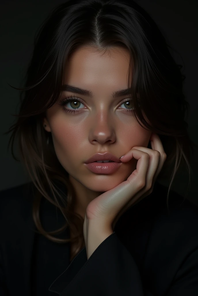 woman 20 years young, European, face closeup,
([Milla( :0)Jovovich|jodi taylor|charli( :0)xcx]:0.9), 
hard shadows portrait dark,
highres, high quality, high resolution, hd, 4k, masterpiece, realistic,
