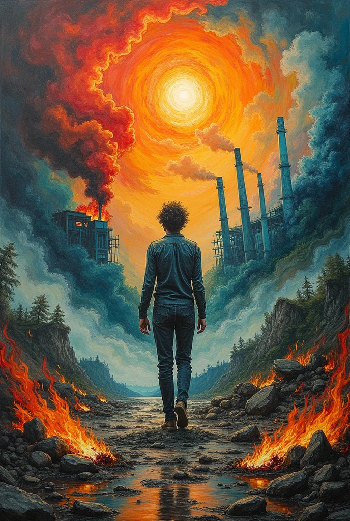 Human cause a natural disaster collage arts