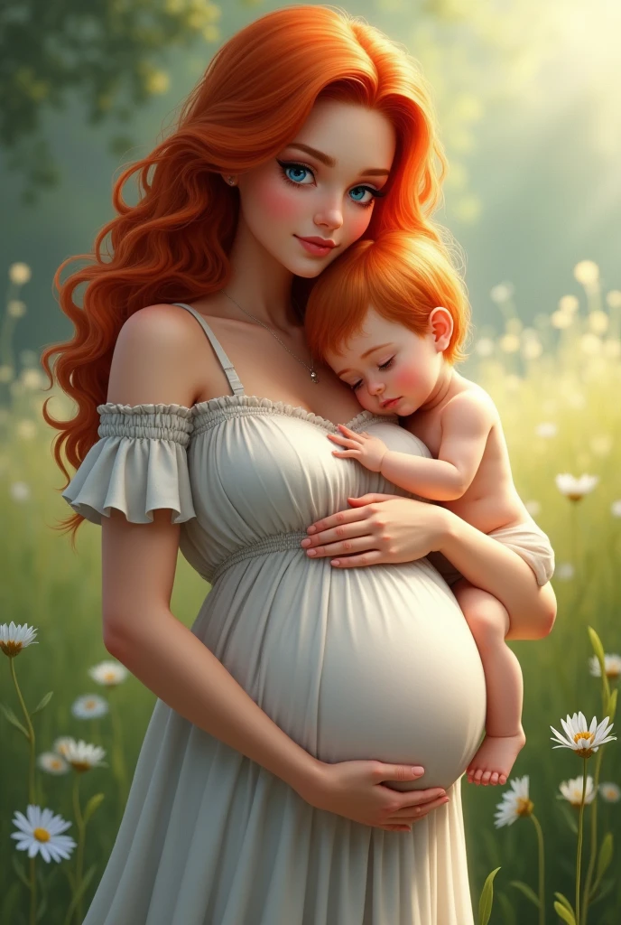 a redhead girl with blue eyes pregnant with a redhead girl with light blue eyes