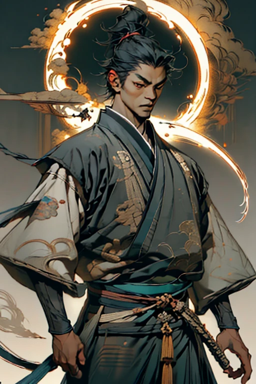 A guy with sword and wolf in front of full moon, samurai, concept art by Yang J, fantasy art, alena aenami and artgerm, artgerm and atey ghailan, by ruan jia and stanley artgerm, artgerm and ruan jia, ross tran 8 k, ross tran and wlop, Cosmology, detail, autofocus