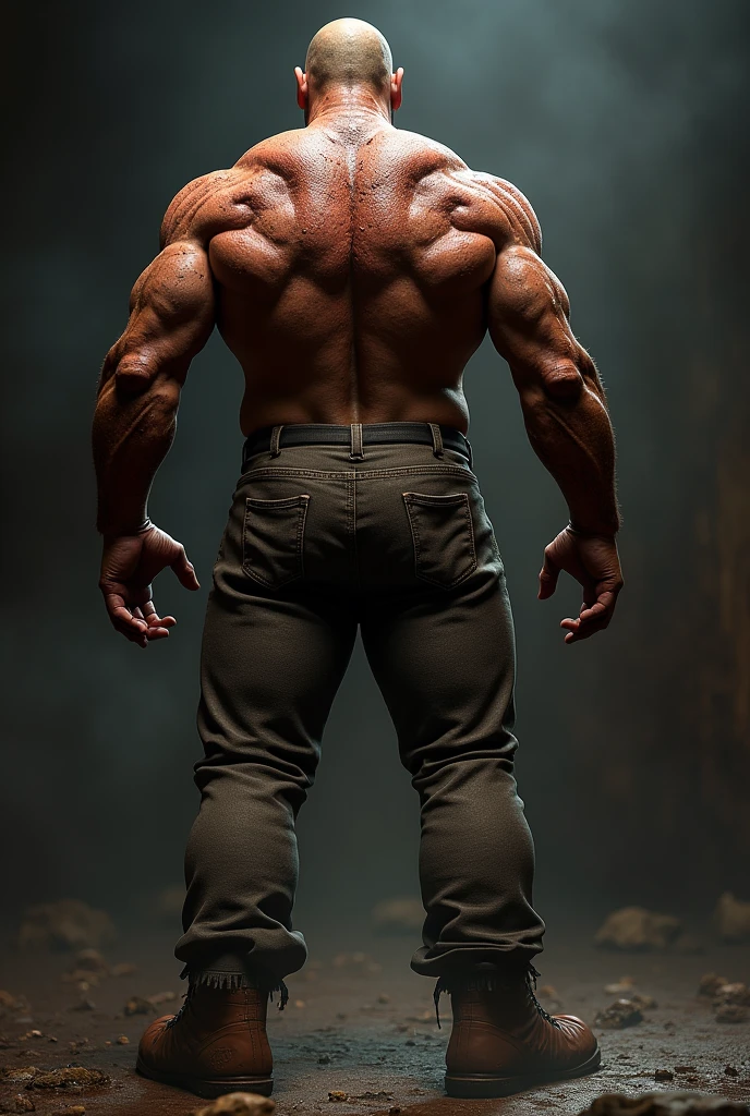 An image of the character Freddy very muscular from behind