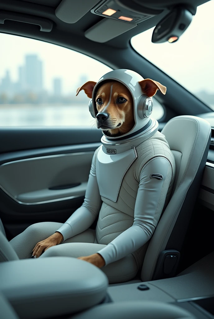 To generate a realistic image of a space dog riding in a hands-free car, You can use pre-made 3D models and rendering software like Blender or Maya. You can also add details such as the driver's seat position, the steering wheel and other accessories to give more realism to the image. besides, You can experiment with different colors and textures to create a more vivid and attractive look..